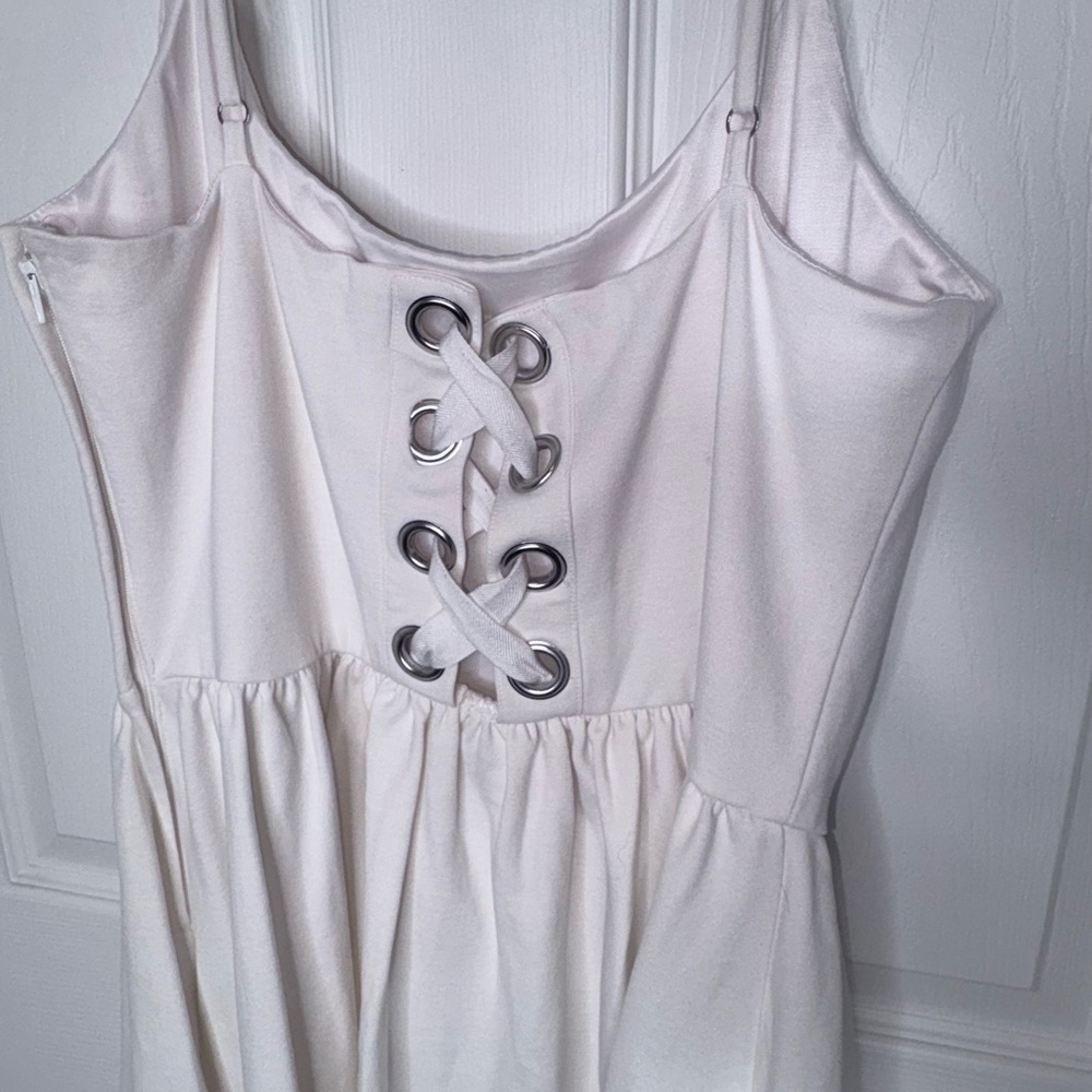 Guess White Lace-Up Back Sundress Romantic Spring Festival Mini Dress Size 10 - Picture 4 of 5